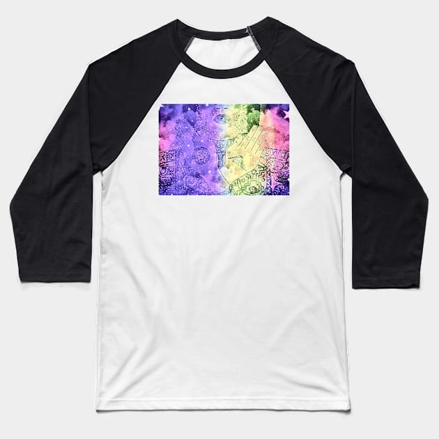 Mayan Galaxy Model No. 1 Baseball T-Shirt by asanaworld